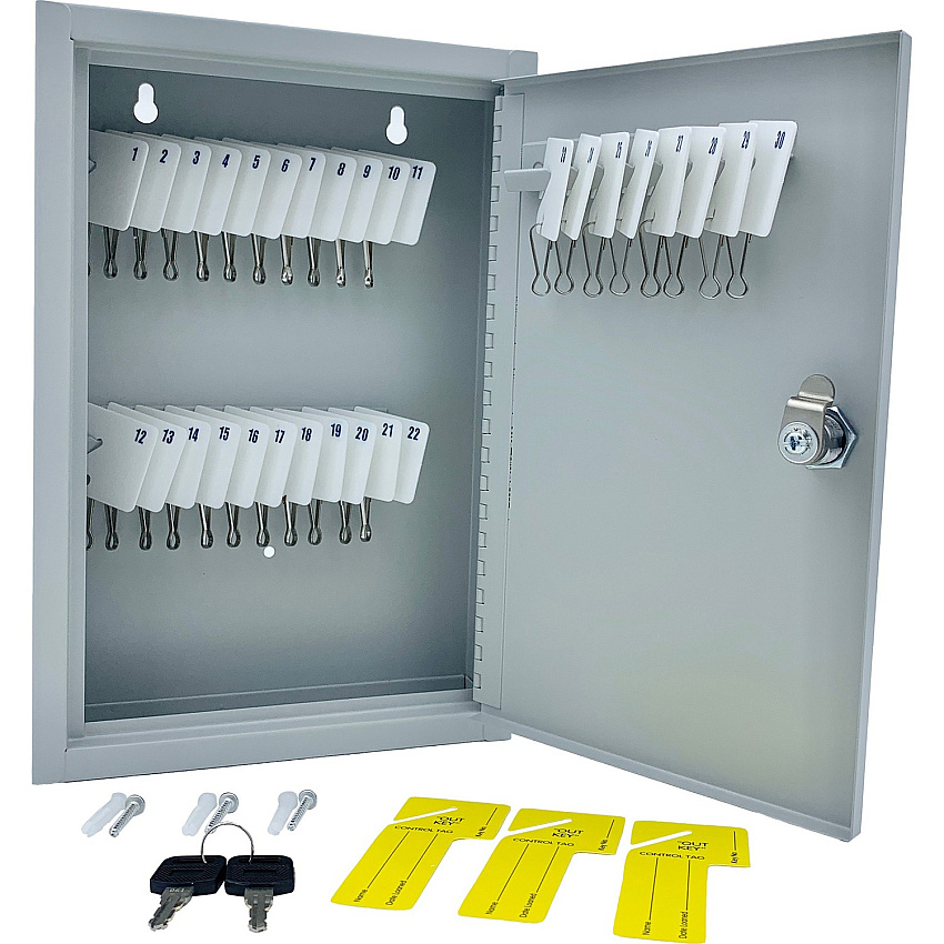 Huron Slotted Heavy-duty Key Cabinet Keyhole Slot, Heavy Duty, Durable, Locking System - Gray - Steel (HASZ0126)