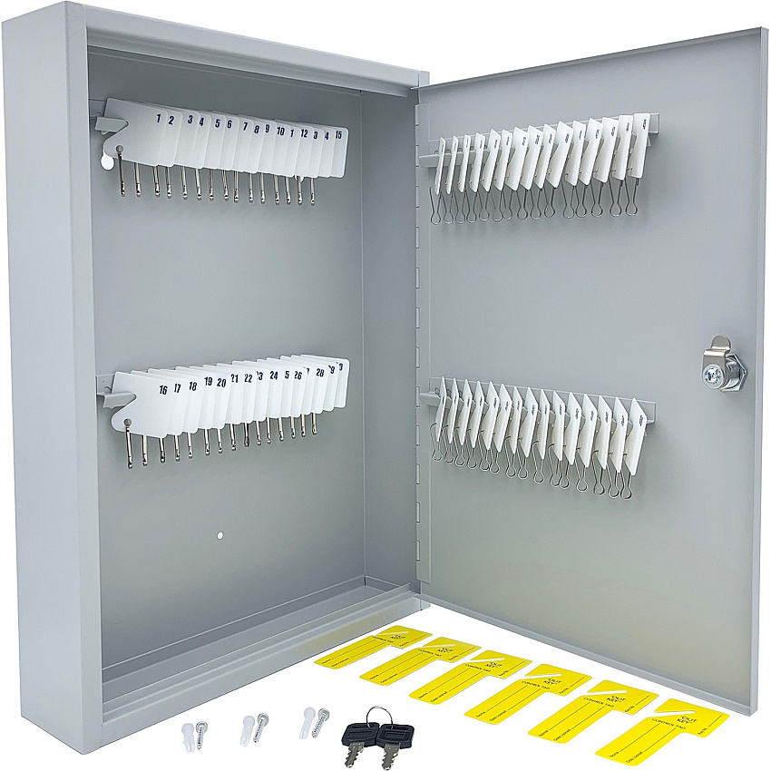 Huron Slotted Heavy-duty Key Cabinet Keyhole Slot, Heavy Duty, Durable - Gray - Steel (HASZ0128)
