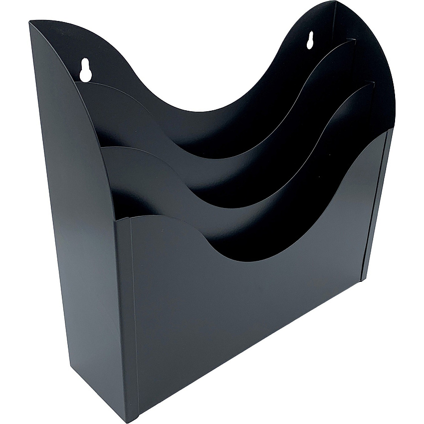 Huron 3-tier Wall Sorter 3 Tier(s) - Vertical - 11.25" Height x 13" Width x 3.50" Depth - Durable - Black - Steel - 1 Each (HASZ0184)