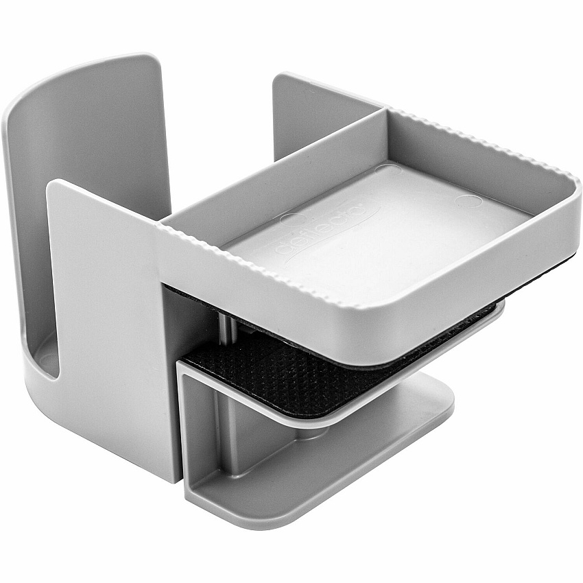 Deflecto Standing Desk Cup Holder 3.54" Height x 3.94" Width x 7.04" Depth - Cup Holder, Durable, Spill Resistant, Portable, Spring Loaded - Gray - Acrylonitrile Butadiene Styrene (ABS) - 1 Each (400000)