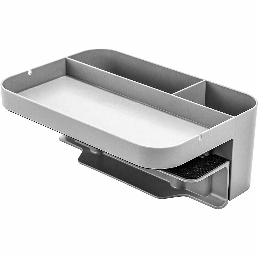 Deflecto Large Standing Desk Organizer 3 Compartment(s) - 3.50" Height x 9" Width x 6.17" Depth - Portable, Spring Loaded, Built-in Cord Catcher - Gray - Acrylonitrile Butadiene Styrene (ABS) - 1 Each (400002)