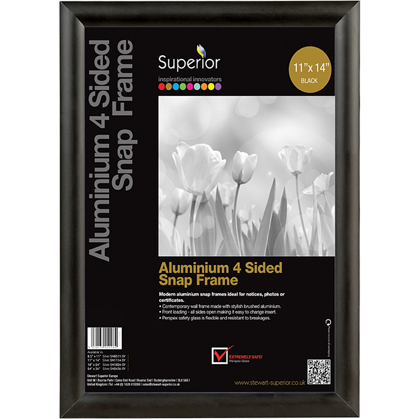Seco Sign Holder 11" Width x 14" Height - Rectangular Shape - Black - 1 Each (SN1114BLACK)