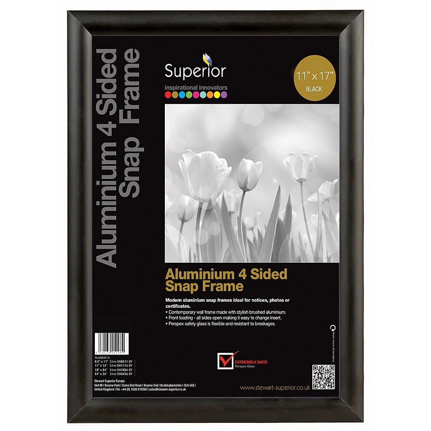 Seco Sign Holder 11" Width x 17" Height - Rectangular Shape - Black - 1 Each (SN1117BLACK)