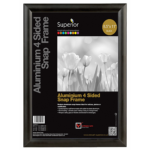 Seco Sign Holder 8.5" Width x 11" Height - Rectangular Shape - Black - 1 Each (SN8511BLACK)