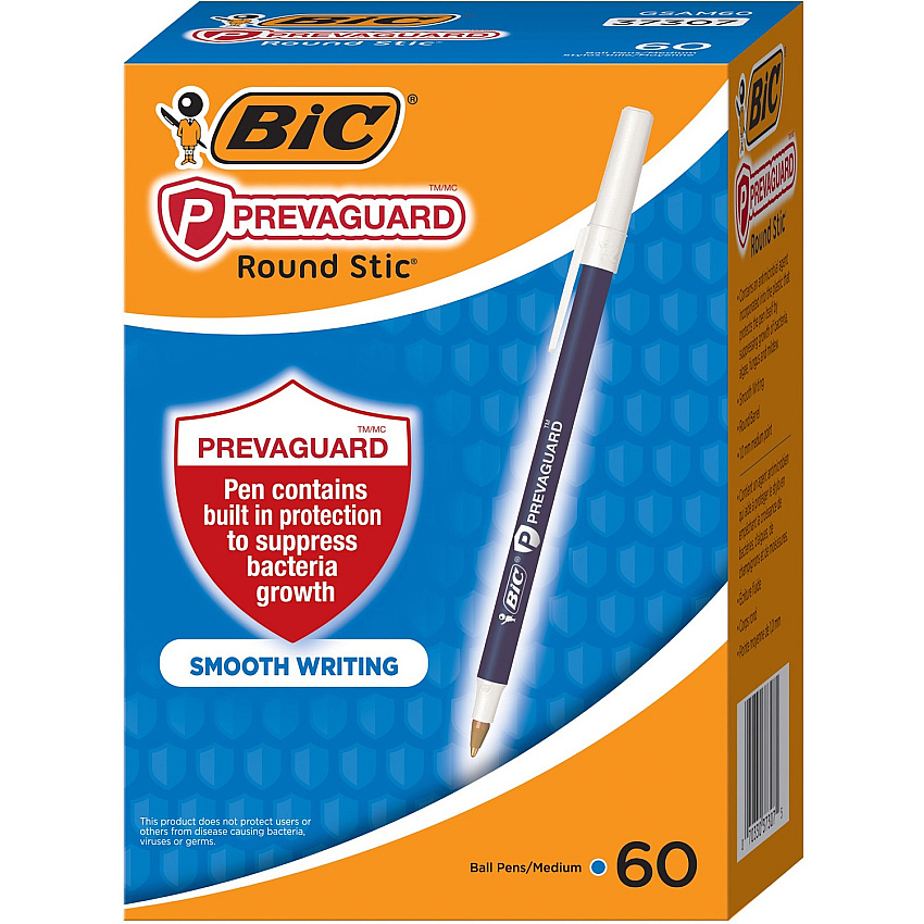 BIC PrevaGuard Round Stic Ballpoint Pen 1 mm Medium Pen Point - Blue Ink - Blue Plastic Barrel - 60 / Box (GSAM60BE)
