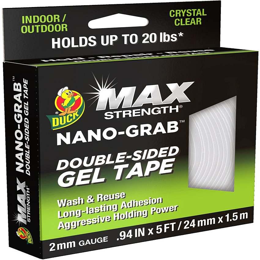 Duck Max Strength Double-Sided Gel Tape 5 ft Length x 0.94" Width - Clear - Gel - 1 Each (287264)