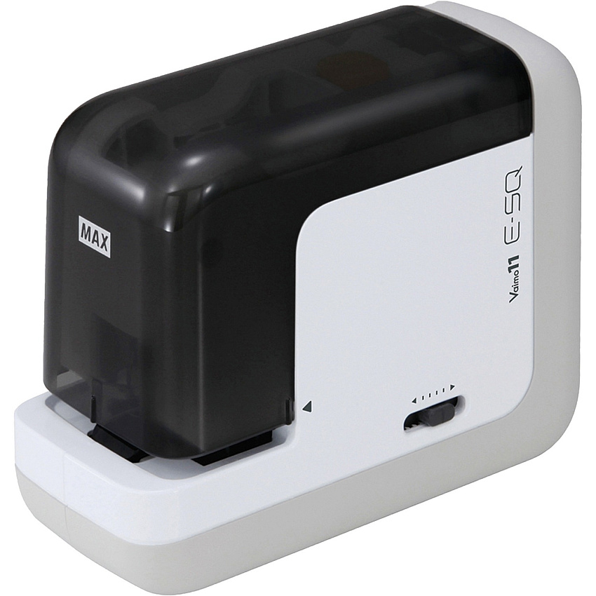 MAX Portable Electronic Stapler 35 Sheets Capacity - 100 Staple Capacity - 1/4" Staple Size - 1.59" Throat Depth - 6 x AA Batteries - 1 Each - Black, White (BH11F)