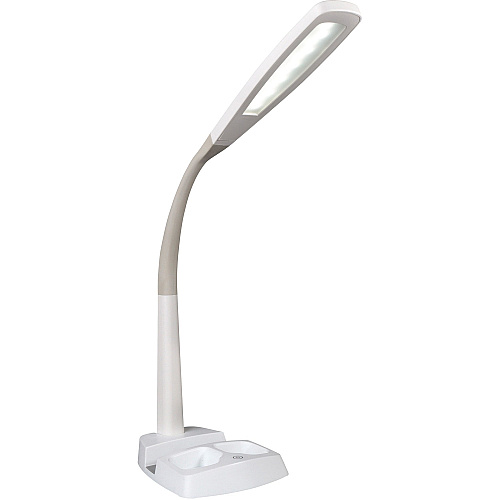 OttLite LED Desk Lamp with Charging Station 26.5" Height x 7.5" Width - LED Bulb - USB Charging, Flexible Arm, Adjustable Height, ClearSun LED - Plastic - Desk Mountable - White - for Tablet, Phone, Desk - 1 Each (CSA77WGCSHPR)