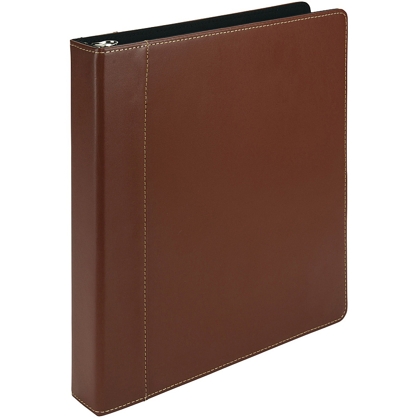 Samsill Contrast Stitch Leather Ring Binder 1" Binder Capacity - Letter - 8 1/2" x 11" Sheet Size - 200 Sheet Capacity - 1" Ring - Round Ring Fastener(s) - 2 Internal Pocket(s) - Bonded Leather, LeatherGrain - Tan - Durable, Spine, Rivet - 1 Each (15712)