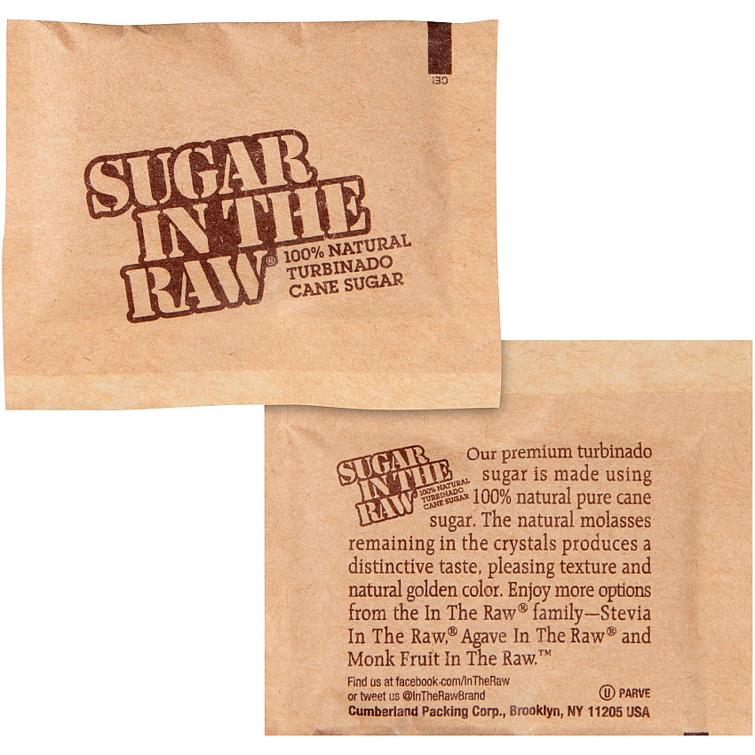 Sugar In The Raw Natural Turbinado Cane Sugar Packets Molasses Flavor - Natural Sweetener - 200 / Box (50319)