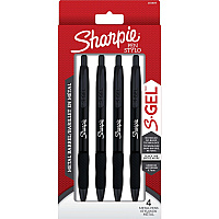 Sharpie S-Gel Premium Metal Barrel Gel Pen, Retractable, Medium 0.7 mm, Black Ink, Black Barrel, 4/Pack (2153578)
