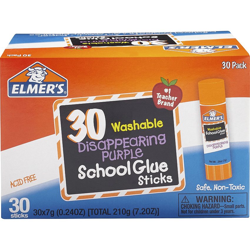 Elmer's Disappearing Purple School Glue Sticks 0.24 fl oz - Purple - 30 / Box (2159542)