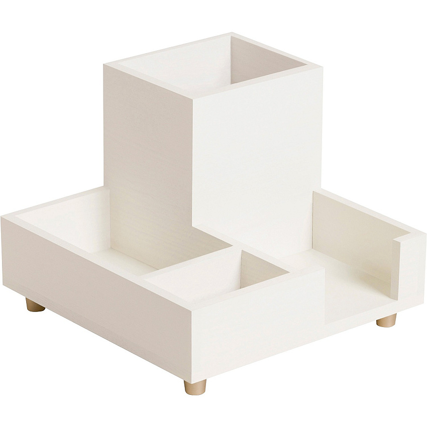 U Brands Juliet Collection Compartment Cup 4 Compartment(s) - 4.50" Height x 6" Width x 6" Depth - Desktop, Tabletop - White - Pine Wood, Brass - 1 Each (5217U0312)