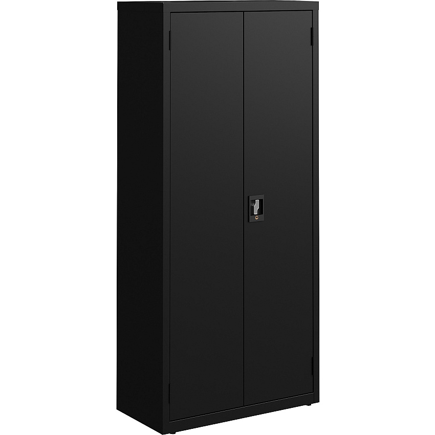 Lorell Fortress Series Slimline Storage Cabinet 30" Width x 15" Depth x 66" Height - 4 x Shelf(ves) - 720 lb Load Capacity - Durable, Welded, Nonporous Surface, Recessed Handle, Removable Lock, Locking System - Black - Baked Enamel - Steel -  (LLR69830BK)