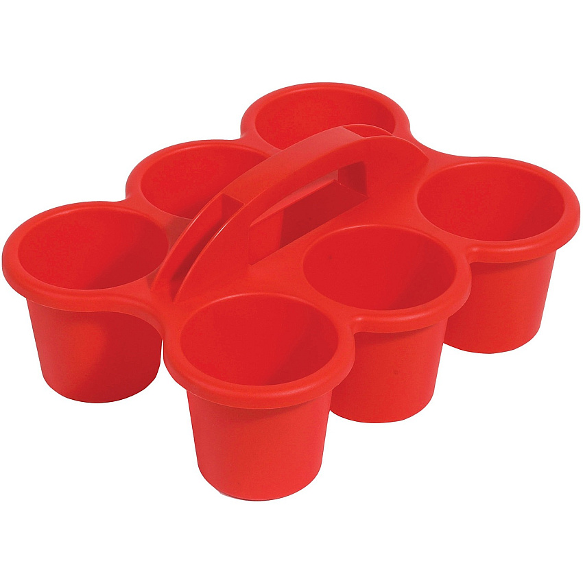 Deflecto Antimicrobial Kids 6 Cup Caddy 6 Compartment(s) - 5.29" Height x 12.07" Width x 9.55" Depth - Lightweight, Portable, Antimicrobial, Easy to Clean, Handle, Stackable, Mildew Resistant - Red - Plastic, Polypropylene - 1 Each (39509RED)
