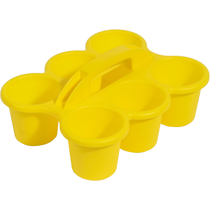Deflecto Antimicrobial Kids 6 Cup Caddy 6 Compartment(s) - 5.29" Height x 12.07" Width x 9.55" Depth - Lightweight, Portable, Antimicrobial, Easy to Clean, Handle, Stackable, Mildew Resistant - Yellow - Plastic, Polypropylene - 1 Each (39509YEL)