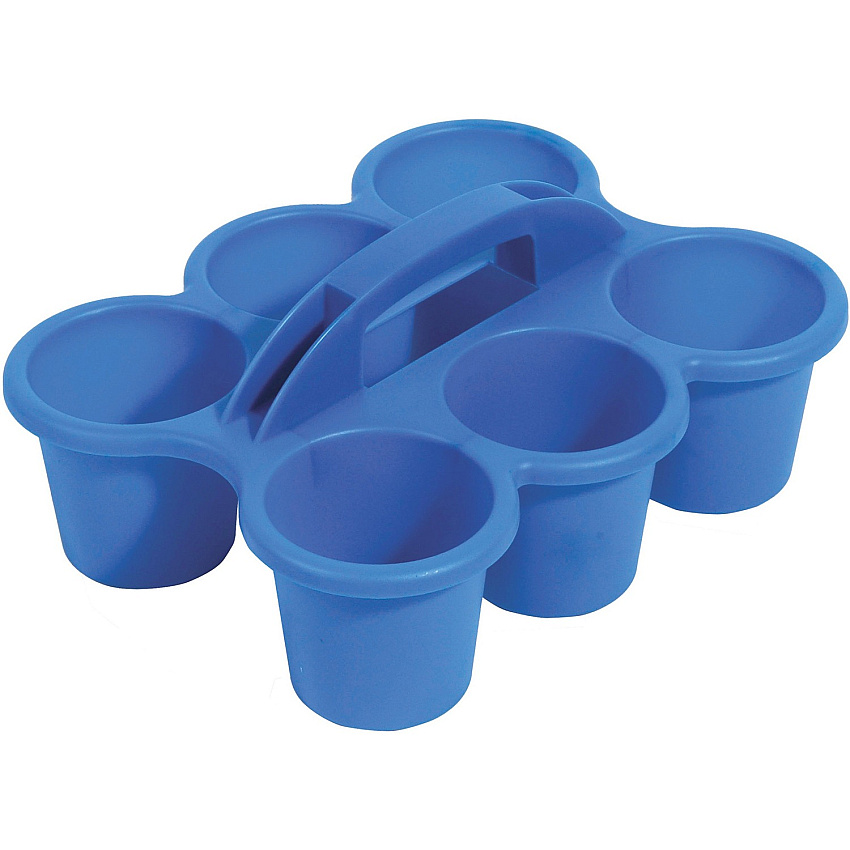 Deflecto Antimicrobial Kids 6 Cup Caddy 6 Compartment(s) - 5.29" Height x 12.07" Width x 9.55" Depth - Lightweight, Portable, Antimicrobial, Easy to Clean, Handle, Stackable, Mildew Resistant - Blue - Plastic, Polypropylene - 1 Each (39509BLU)
