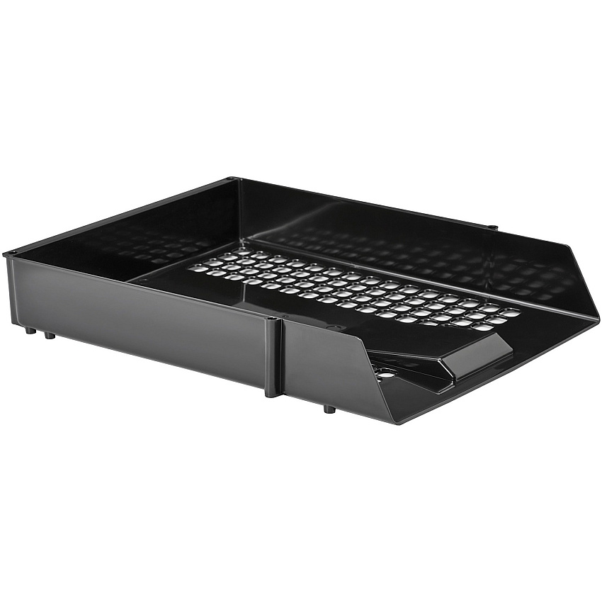 Deflecto AntiMicrobial Industrial Front-Load Tray 2.40" Height x 10.83" Width x 13.78" Depth - Desktop - Antimicrobial, Lightweight, Mildew Resistant, Front Loading - Black - Polystyrene - 1 Each (63905)