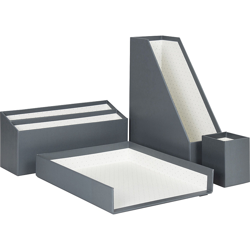 U Brands Paper Wrapped Desk Organization Kit Desktop - Sturdy, Lightweight - Gray - Chipboard - 1 Each (3204U0002)