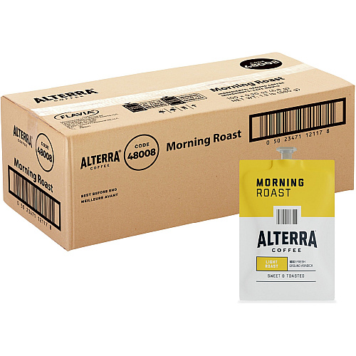 Alterra Freshpack Morning Roast Coffee Compatible with Flavia Aroma, Flavia Barista, FLAVIA Creation 600, Flavia Creation 500, Flavia Creation 200, Flavia Creation 150, Flavia Creation 300 - Light/Smooth - Freshpack - 100 / Carton (48008)