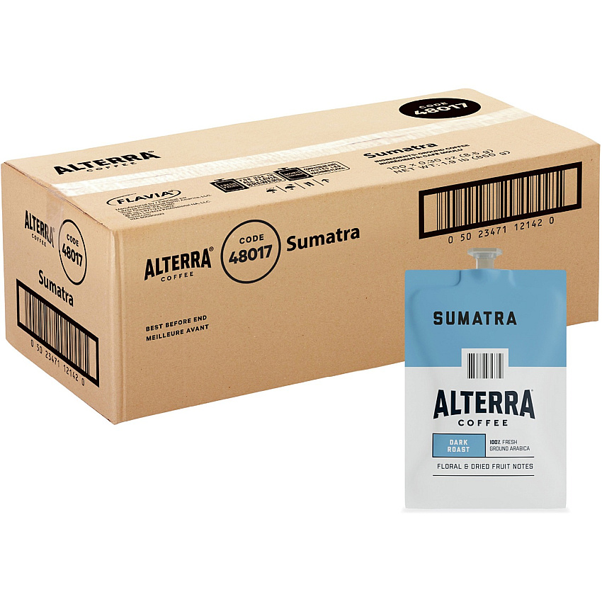 Alterra Freshpack Sumatra Coffee Compatible with Flavia Aroma, Flavia Barista, FLAVIA Creation 600, Flavia Creation 500, Flavia Creation 200, Flavia Creation 150, Flavia Creation 300 - Dark - Freshpack - Sumatra - 100 / Carton (48017)