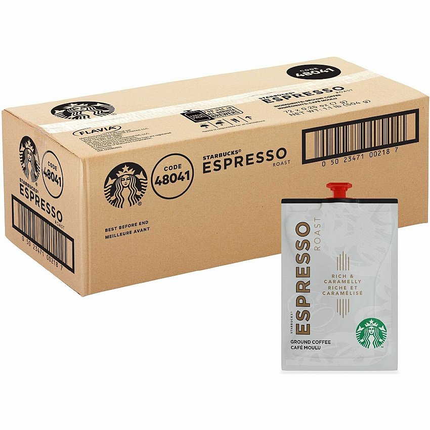 Starbucks Freshpack Espresso Roast Coffee Compatible with Flavia Barista - Freshpack - Espresso - 72 / Carton (48041)