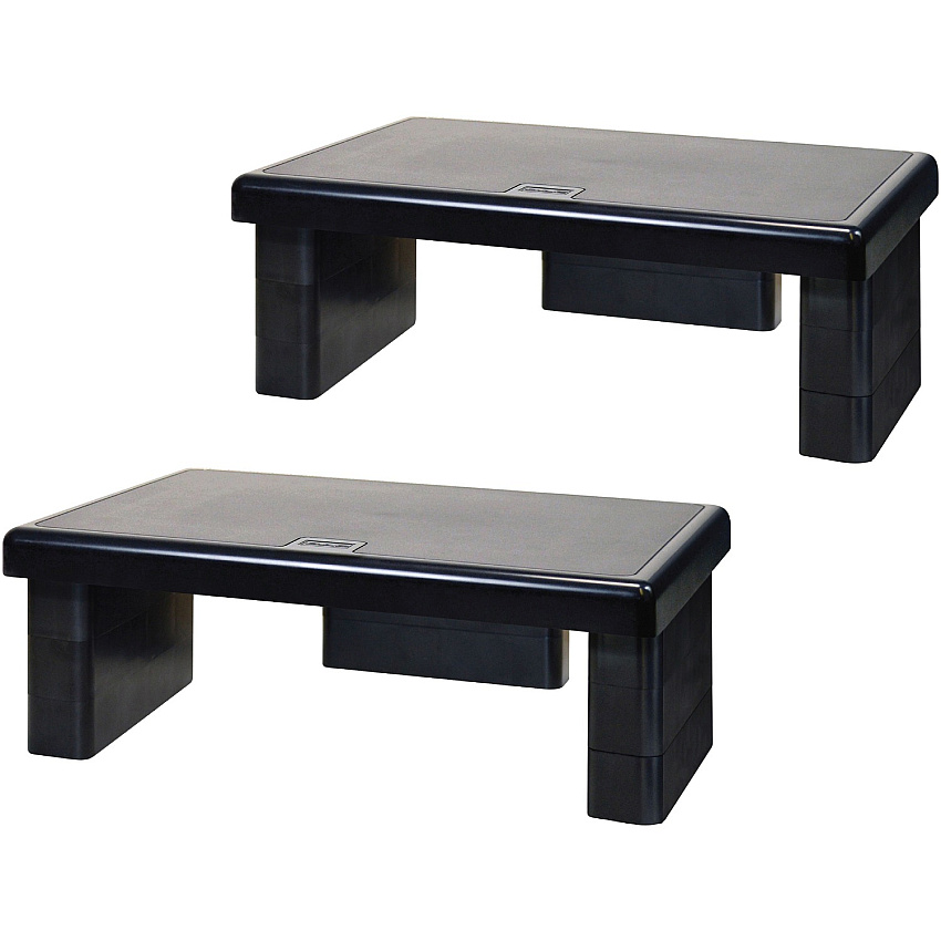 Data Accessories Company Stax MP-107 Monitor Riser Stand 66 lb Load Capacity - 4.75" Height x 13" Width x 10.50" Depth - Recycled Plastic - Black (02160)