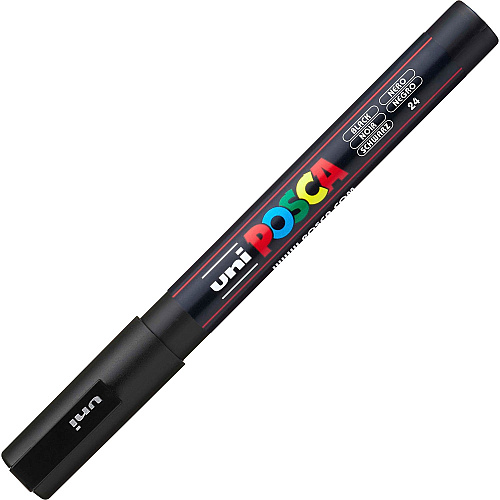 uni-ball uni&reg; Posca PC-3M Paint Markers Fine Marker Point - Black Ink - Water Based, Pigment-based - 6 / Pack (PC3MBLACK)