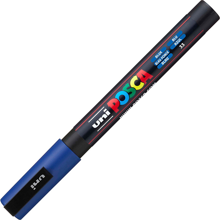 uni-ball uni&reg; Posca PC-3M Paint Markers Fine Marker Point - Blue Ink - Water Based, Pigment-based - 6 / Pack (PC3MBLUE)