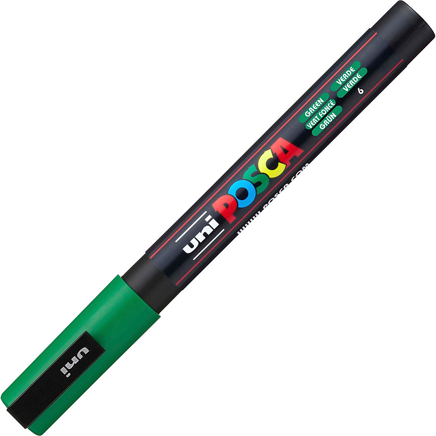 uni-ball uni&reg; Posca PC-3M Paint Markers Fine Marker Point - Green Ink - Water Based, Pigment-based - 6 / Pack (PC3MGREEN)