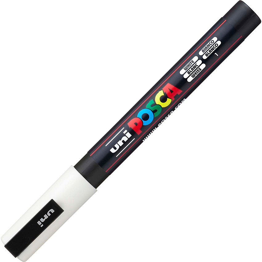 uni-ball uni&reg; Posca PC-3M Paint Markers Fine Marker Point - White Ink - Water Based, Pigment-based - 6 / Pack (PC3MWHITE)