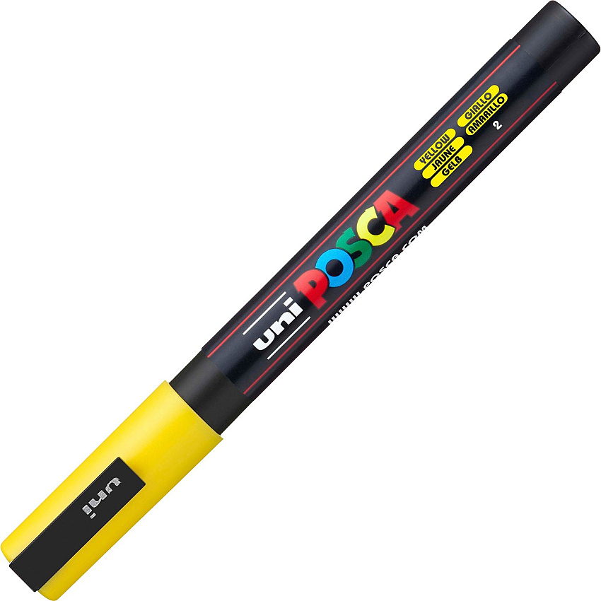 uni-ball uni&reg; Posca PC-3M Paint Markers Fine Marker Point - Yellow Water Based, Pigment-based Ink - 6 / Pack (PC3MYELLOW)