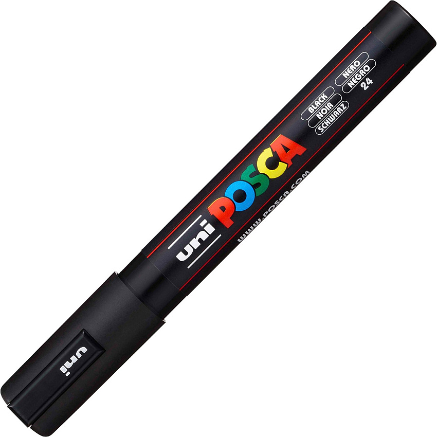 uni-ball uni&reg; Posca PC-5M Paint Markers Medium Marker Point - Black Ink - Water Based, Pigment-based - 6 / Pack (PC5MBLACK)