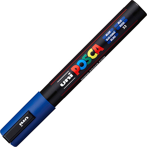 uni-ball uni&reg; Posca PC-5M Paint Markers Medium Marker Point - Blue Ink - Water Based, Pigment-based - 6 / Pack (PC5MBLUE)