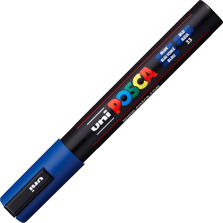 uni-ball uni&reg; Posca PC-5M Paint Markers Medium Marker Point - Blue Ink - Water Based, Pigment-based - 6 / Pack (PC5MBLUE)