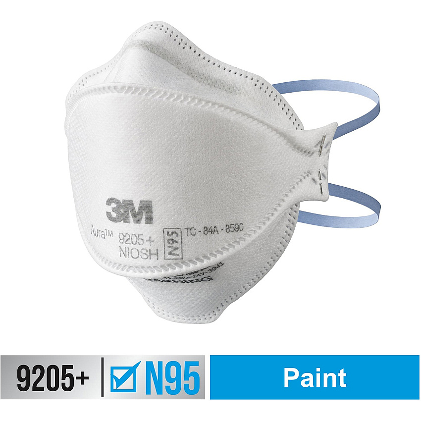 3M Aura N95 Particulate Respirator 9205 Recommended for: Face - Adult - Airborne Particle, Dust, Contaminant, Fog Protection - White - Lightweight, Soft, Comfortable, Adjustable Nose Clip, Disposable, Advanced Electret Media - 20 / Pack (9205P20DC)