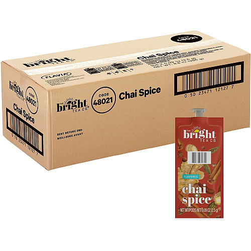 The Bright Tea Co. Chai Spice Black Tea Freshpack Compatible with Flavia Aroma, Flavia Creation 300, FLAVIA Creation 600 - Black Tea - 100 / Carton (48021)