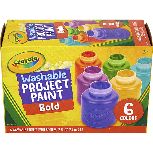 Crayola Washable Project Paint 6 Color(s) - Yellow, Green, Yellow Orange, Red Orange, Fuchsia, Blue, Violet, Teal - Washable - 6 / Pack (542403)