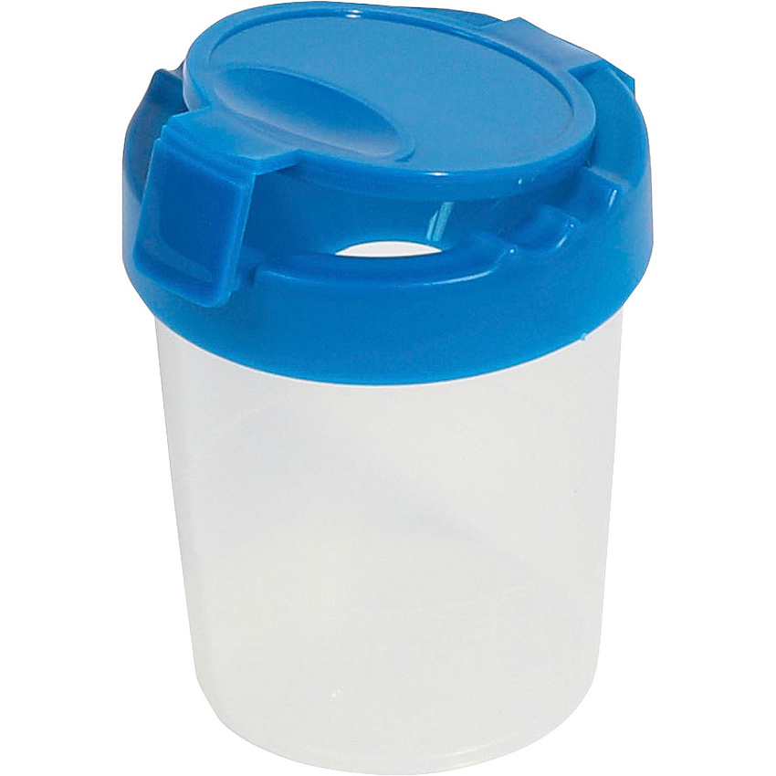 Deflecto Antimicrobial Kids No Spill Paint Cup Blue Paint, Brush - 3.93" Height x 3.46" Width x 3.93" Depth - Blue - Plastic, Polypropylene - 1 Each (39515BLU)