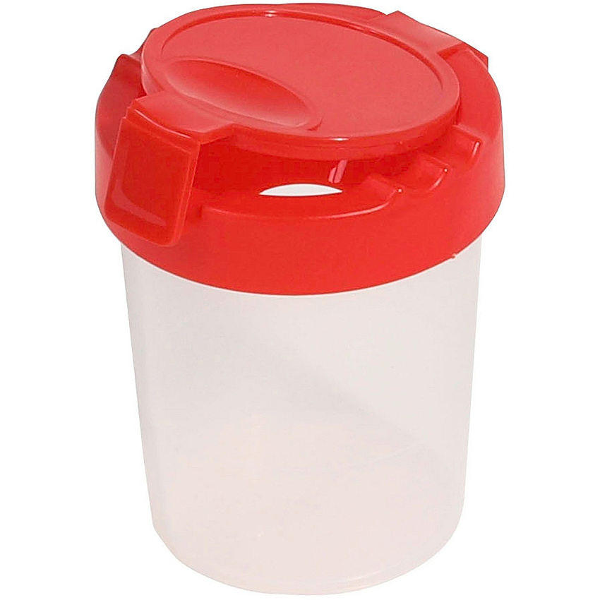 Deflecto Antimicrobial Kids No Spill Paint Cup Red Paint, Brush - 3.93" Height x 3.46" Width x 3.93" Depth - Red - Plastic, Polypropylene - 1 Each (39515RED)