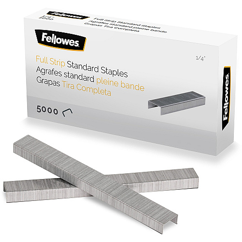 Fellowes ¼" Full Strip of Staples 5000pk ( 1/4" - for Paper - Silver - 1 Each 5010801)