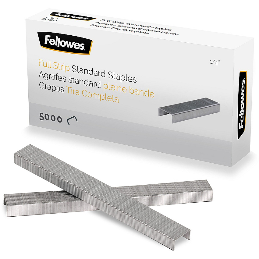 Fellowes ¼" Full Strip of Staples 5000pk ( 1/4" - for Paper - Silver - 1 Each 5010801)