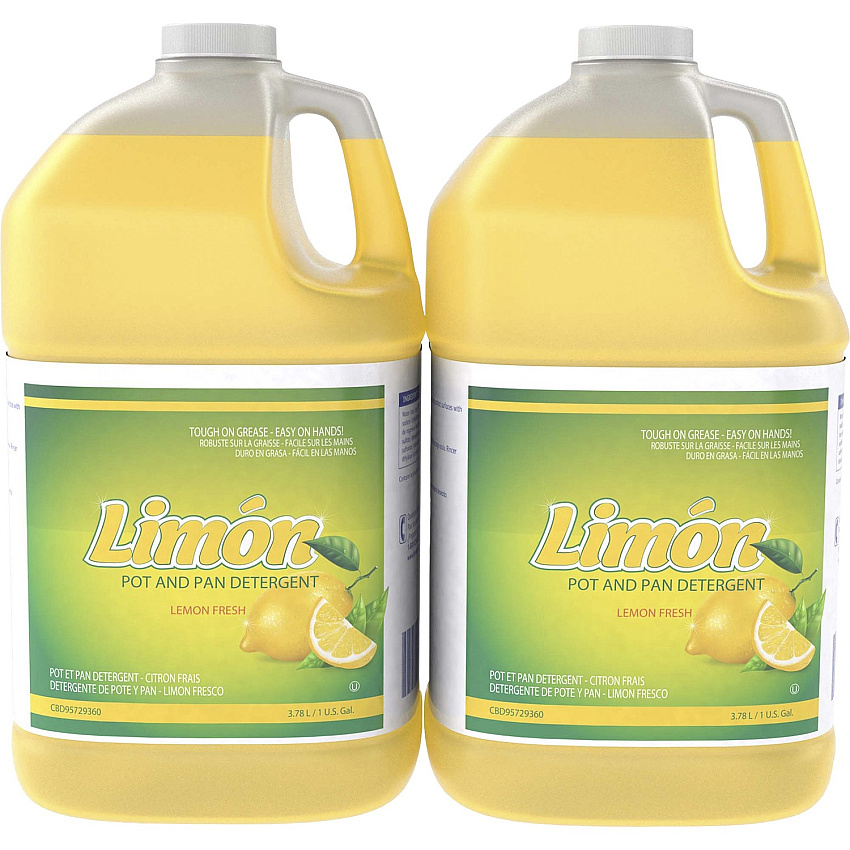 Diversey Limon Pot And Pan Detergent Ready-To-Use/Concentrate - 128 fl oz (4 quart) - Lemon Fresh Scent - pH Balanced, Long Lasting, Pleasant Scent - Yellow - 2 / Carton (CBD95729360)