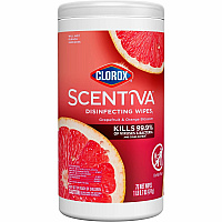 Clorox Scentiva Wipes, Bleach Free Cleaning Wipes Ready-To-Use - Grapefruit, Orange Blossom Scent - Bleach-free, Disinfectant, Deodorize - White - 75/Tub - 1 Each (60036)