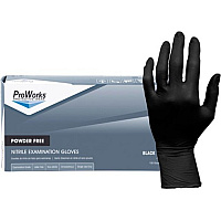 ProWorks Black Nitrile Exam Gloves, Medium, Powder-Free, 5 mil, 100/Box (GLN145FM)