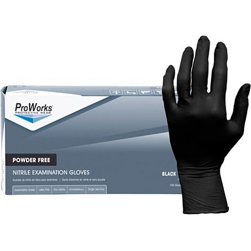 ProWorks Black Nitrile Exam Gloves, XX-Large, Powder-Free, 5 mil, 100/Box (GL-N145F) (GLN145FXX)