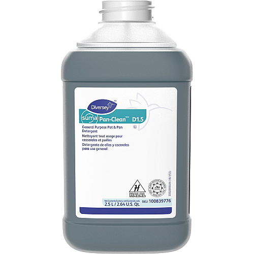 Diversey Suma Pan-Clean D1.5 Concentrate - 84.5 fl oz (2.6 quart) - Floral Scent - Non-corrosive, Long Lasting - Blue Bottle - 2 / Carton (100839776)