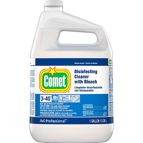 Comet Disinfecting Cleaner With Bleach Concentrate - 128 fl oz (4 quart) - Heavy Duty, Non-abrasive - Clear - 3 / Carton (30250)