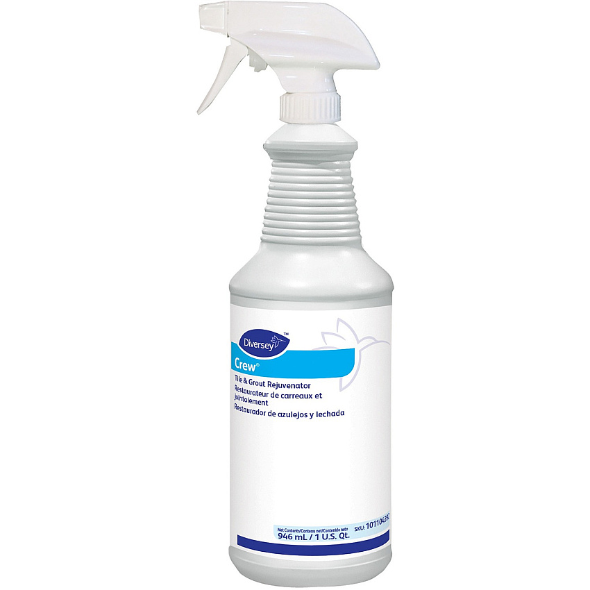 Diversey Crew Tile and Grout Rejuvenator Ready-To-Use - 32 fl oz (1 quart) - Chlorine Scent - Light Yellow - 12 / Carton (101104392CT)