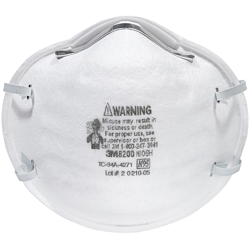 3M N95 Particle Respirator 8200 Masks - 2-Packs Airborne Particle, Mold, Dust, Granular Pesticide, Allergen Protection - White - Disposable, Lightweight, Stretchable, Adjustable Nose Clip - 2/Pack - 12 / Carton (8200H2C)